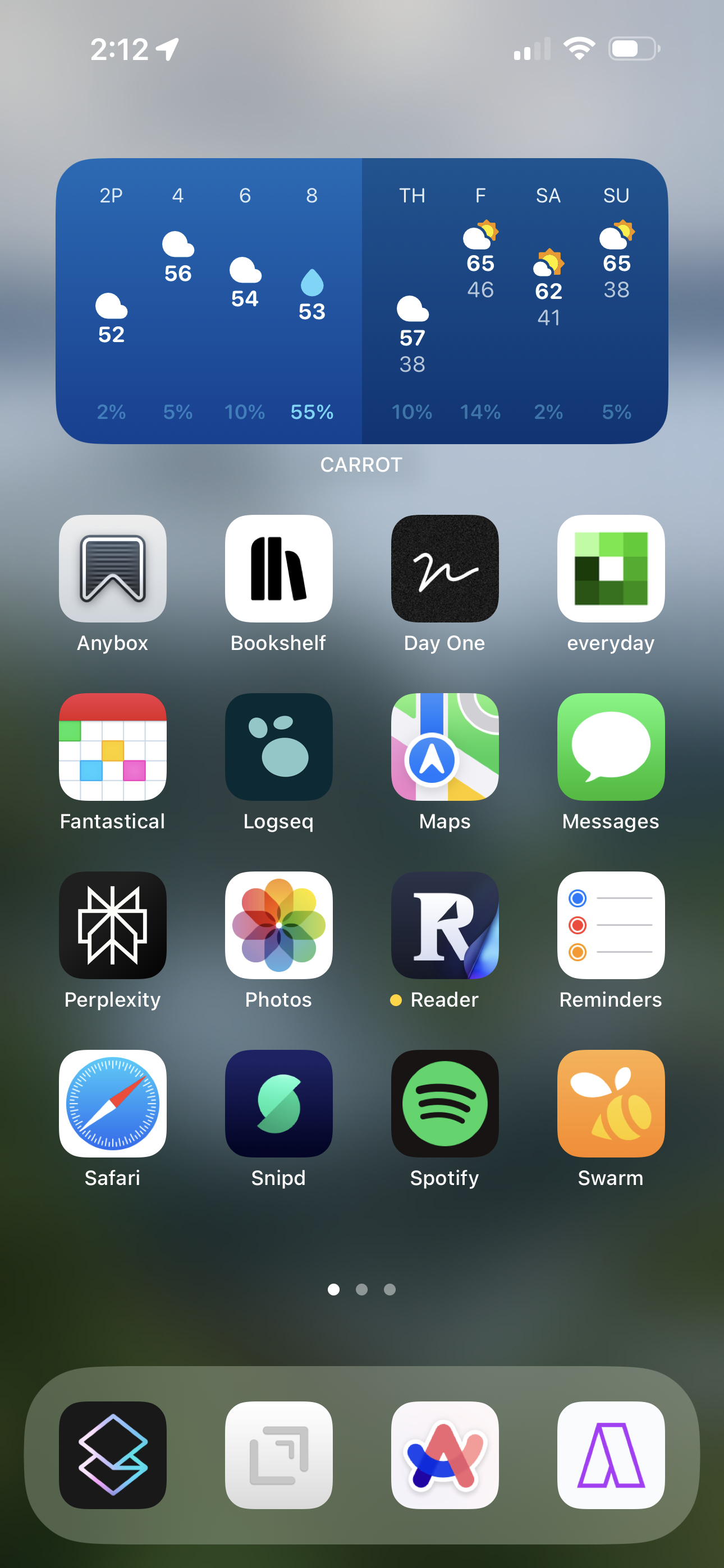 Home screen page 1